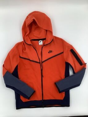 Nike Orange and Navy Performance Full-Zip Hooded Jacket M